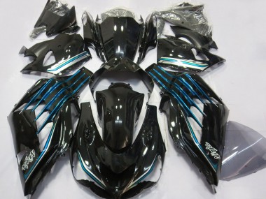 2012-2024 Kawasaki ZX14R Motorcycle Fairings - Glossy Black Light Blue Australia for Sale