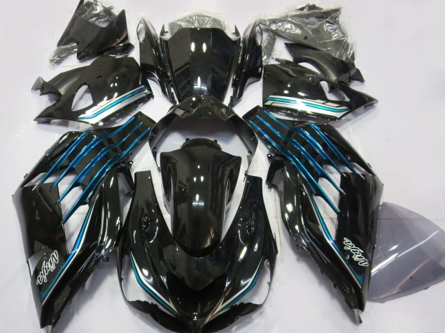 2012-2024 Kawasaki ZX14R Motorcycle Fairings - Glossy Black Light Blue Australia for Sale