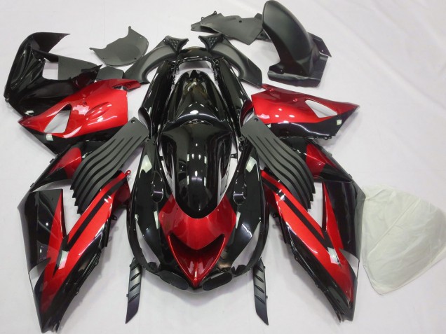 2006-2011 Kawasaki ZX14R Motorcycle Fairings - Red Glossy Black Stripe Australia for Sale
