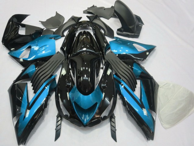2006-2011 Kawasaki ZX14R Motorcycle Fairings - Light Blue Glossy Black Australia for Sale