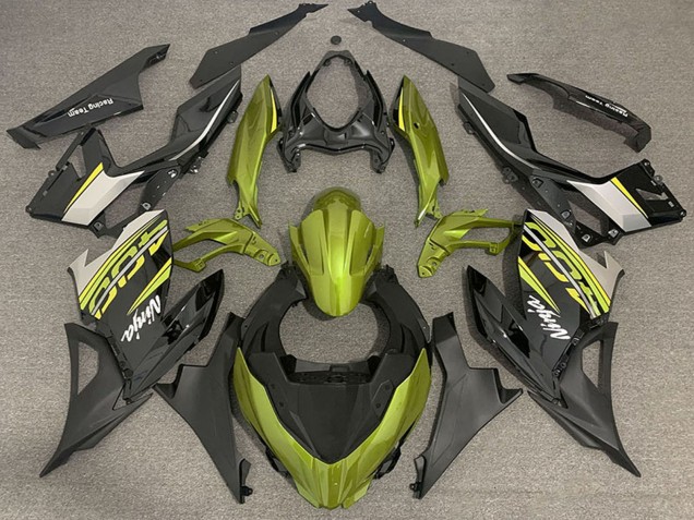 2018-2024 Kawasaki Ninja 400 Motorcycle Fairings - Liquid Yellow Glossy Black Matte Black OEM Style Australia for Sale