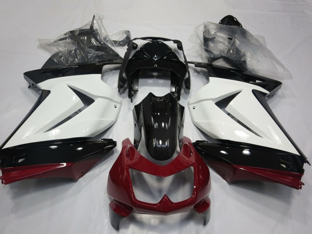 2008-2012 Kawasaki Ninja 250 Motorcycle Fairings - White Red Glossy Black Australia for Sale