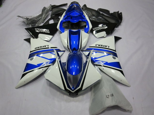 2012-2014 Yamaha R1 Motorcycle Fairings - White Blue Black Layerd Semakin Didepan Australia for Sale