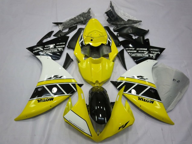 2012-2014 Yamaha R1 Motorcycle Fairings - White Yellow Glossy Black Australia for Sale