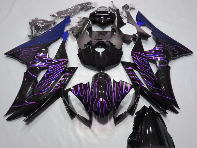 2008-2016 Yamaha R6 Motorcycle Fairings - Blue Glossy Black Purple Flame Australia for Sale