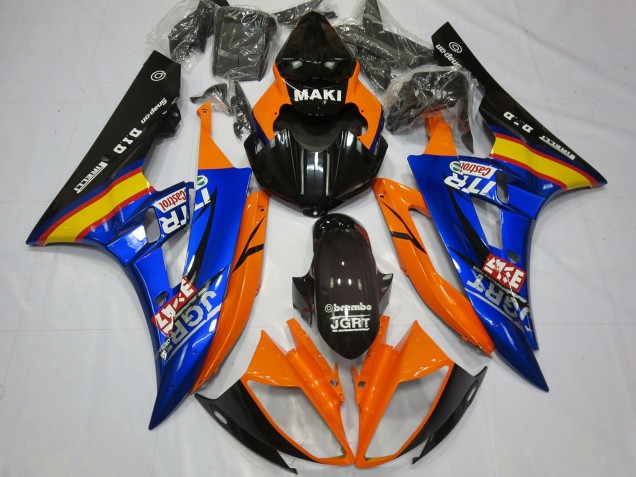 2006-2007 Yamaha R6 Motorcycle Fairings - Orange Blue Glossy Black Castrol Australia for Sale