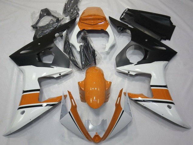 2003-2004 Yamaha R6 Motorcycle Fairings - White Orange Matte Black Australia for Sale