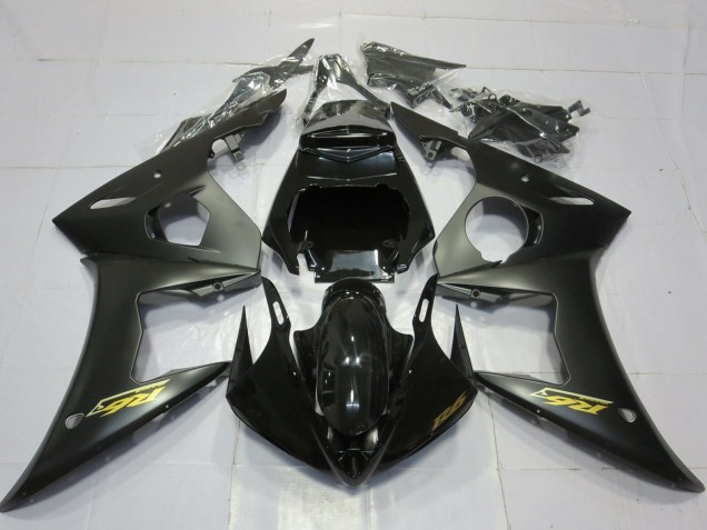 2003-2004 Yamaha R6 Motorcycle Fairings - Glossy Black Matte Black Gold Decals Australia for Sale