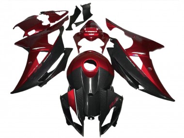 2008-2016 Yamaha R6 Motorcycle Fairings - Red Black Carbon Fiber Style Australia for Sale