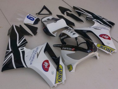2006-2008 Triumph Daytona 675 Motorcycle Fairings - White Glossy Black with Flag Australia for Sale