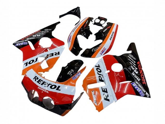 1987-1989 Honda CBR400RR NC23 Motorcycle Fairings - Orange White Red Glossy Black Repsol HRC Australia for Sale