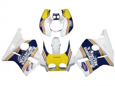 1987-1989 Honda CBR400RR NC23 Motorcycle Fairings - White Yellow Blue Rothmans Australia for Sale