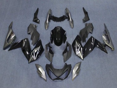 2015-2016 Kawasaki Z250/Z300 Motorcycle Fairings - Glossy Black Silver Australia for Sale