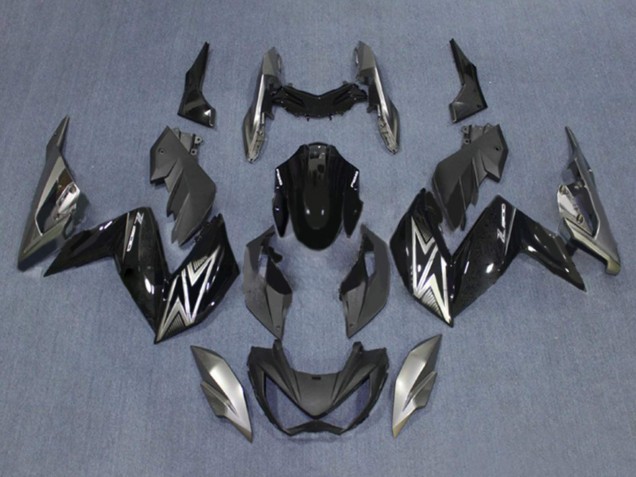 2015-2016 Kawasaki Z250/Z300 Motorcycle Fairings - Glossy Black Silver Australia for Sale