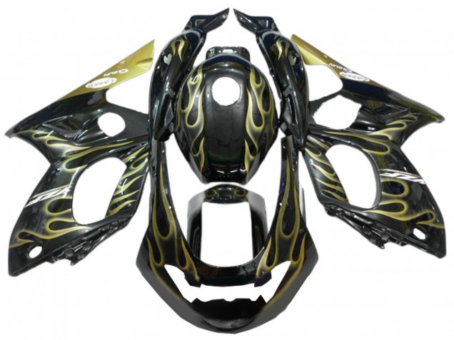 1996-2007 Yamaha YZF600R Thundercat Motorcycle Fairings - Black with Gold Flame Australia for Sale