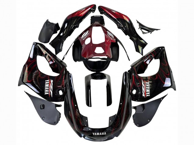 1997-2007 Yamaha YZF 1000R Thunderace Motorcycle Fairings - Black with Dark Red Flame Australia for Sale