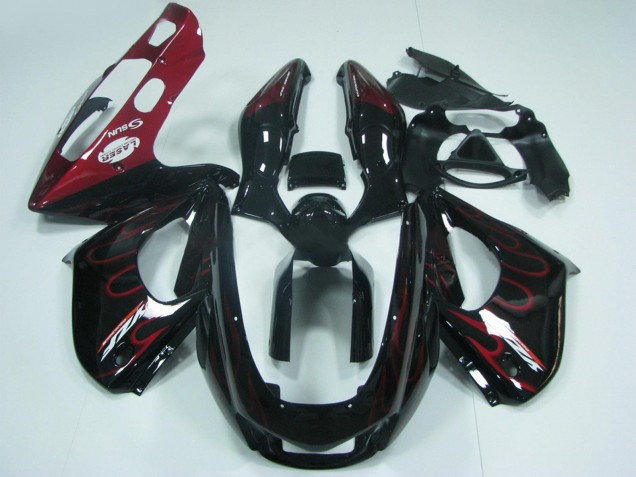1997-2007 Yamaha YZF 1000R Thunderace Motorcycle Fairings - Black with Red Flame Australia for Sale