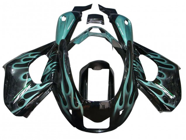 1997-2007 Yamaha YZF 1000R Thunderace Motorcycle Fairings - Glossy Black with Blue Flame Australia for Sale