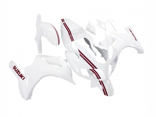 2003-2013 Suzuki SV650 Motorcycle Fairings - White with Dark Red Lines Australia for Sale