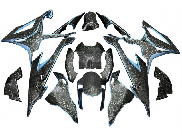 2019-2022 BMW S1000RR Motorcycle Fairings - Black Light Blue Forged Carbon Fiber Australia for Sale