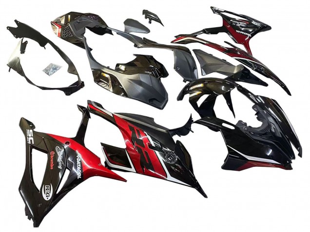 2019-2022 BMW S1000RR Motorcycle Fairings - Black Dark Red Australia for Sale