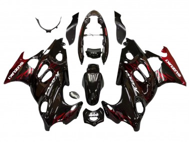 2004-2006 Suzuki GSX600F/GSX750F Motorcycle Fairings - Glossy Black Red Flame Australia for Sale