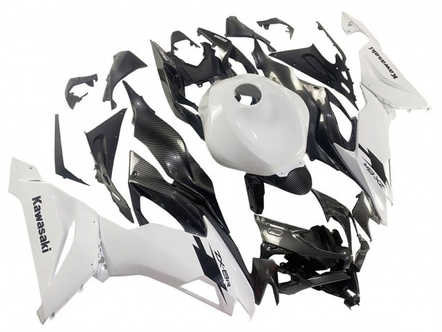 2019-2022 Kawasaki ZX6R Motorcycle Fairings - White Black Carbon Fiber Australia for Sale