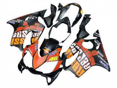 2004-2007 Honda CBR600 F4i Motorcycle Fairings - Matte Black Orange Rossi Australia for Sale