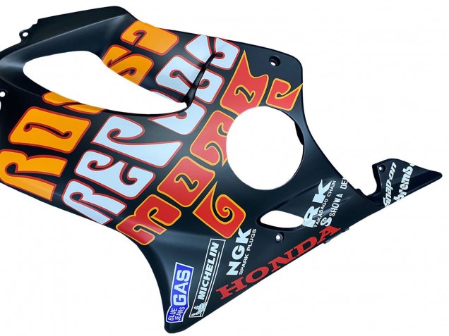 2004-2007 Honda CBR600 F4i Motorcycle Fairings - Matte Black Orange Rossi Australia for Sale