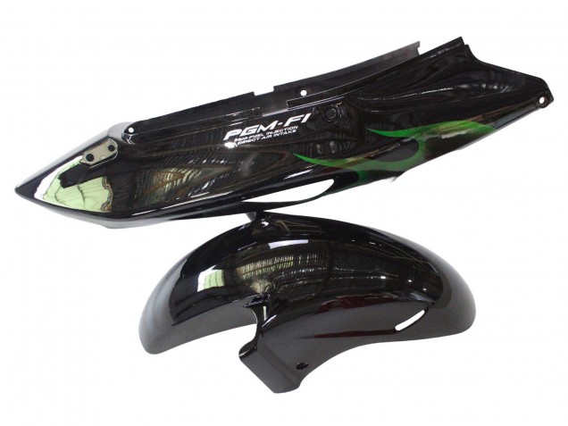 1996-2007 Honda CBR1100XX Blackbird Motorcycle Fairing - Glossy Black Green Flame Australia for Sale