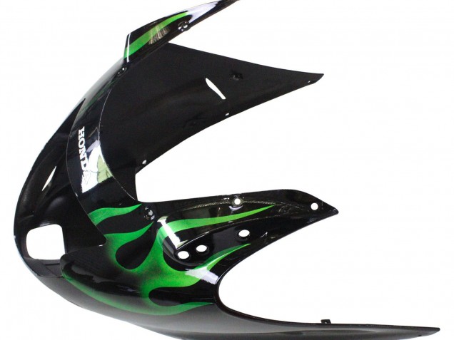 1996-2007 Honda CBR1100XX Blackbird Motorcycle Fairing - Glossy Black Green Flame Australia for Sale