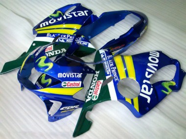 1999-2000 Honda CBR600 F4 Motorcycle Fairings - Blue Yellow Green MoviStar Castrol Australia for Sale
