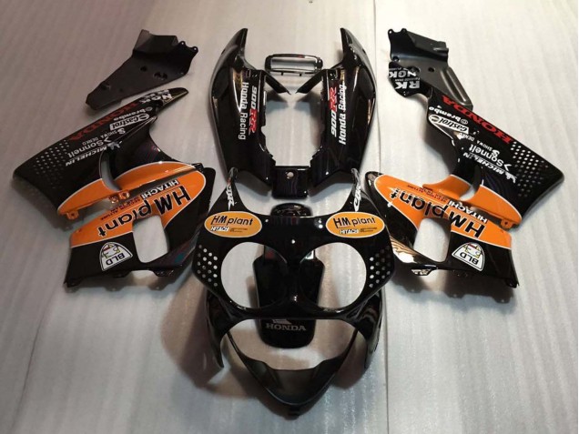 1992-1993 Honda CBR900RR 893 Motorcycle Fairings - Glossy Black Orange Hm Plant Australia for Sale