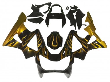 2000-2001 Honda CBR900RR 929 Motorcycle Fairings - Glossy Black Gold Flame Australia for Sale