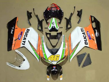 2007-2014 Ducati 848/1098/1198 Motorcycle Fairings - White Orange Green Glossy Black Tim 46 Australia for Sale