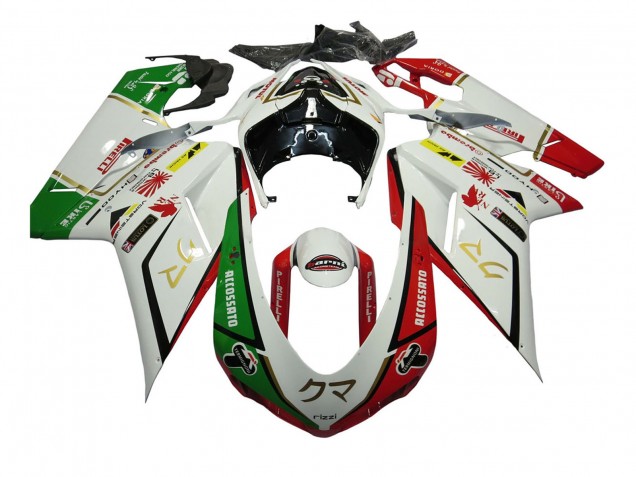 2007-2014 Ducati 848/1098/1198 Motorcycle Fairings - White Red Green Accossato Australia for Sale