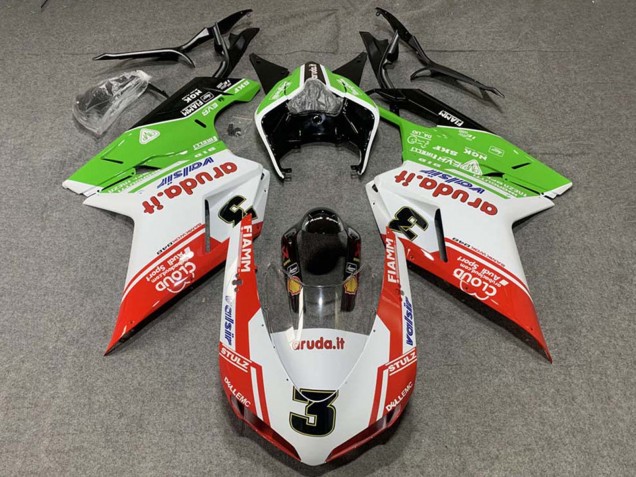 2007-2014 Ducati 848/1098/1198 Motorcycle Fairings - White Red Green Valsir 3 Australia for Sale