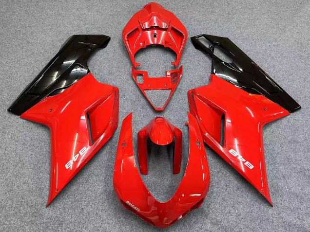 2007-2014 Ducati 848 Motorcycle Fairings - Red Glossy Black Australia for Sale