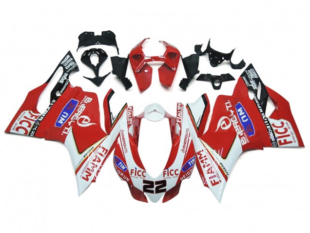 2011-2014 Ducati 1199 Motorcycle Fairings - White Red Glossy Black Fiamm Ficc 22 Australia for Sale