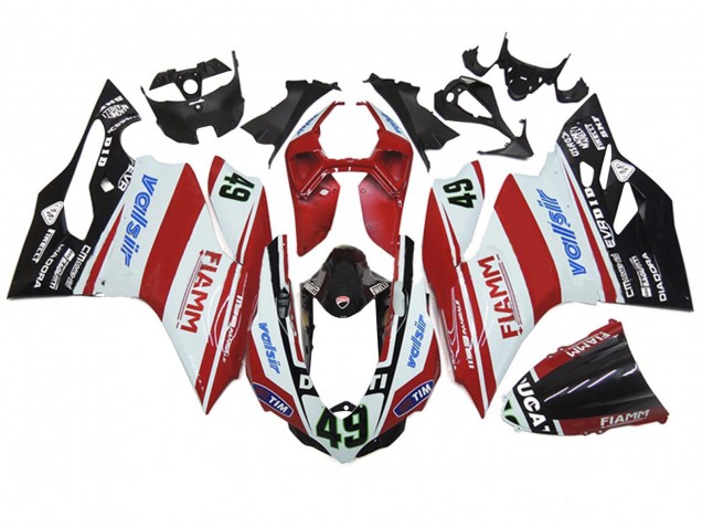 2011-2014 Ducati 1199 Motorcycle Fairings - White Red Glossy Black Valsir Fiamm 49 Australia for Sale