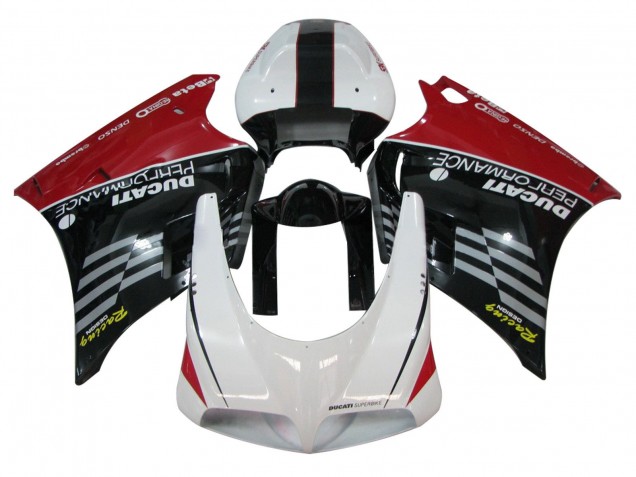 1993-2005 Ducati 748/916/996/998 Motorcycle Fairings - White Red Glossy Black Racing Performance Australia for Sale