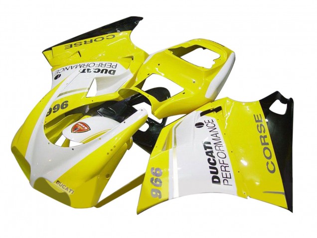 1993-2005 Ducati 996 Motorcycle Fairing - White Yellow Glossy Black Corse Performance Australia for Sale