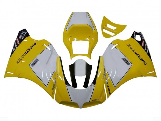 1993-2005 Ducati 996 Motorcycle Fairings - White Yellow Glossy Black Corse Performance Australia for Sale