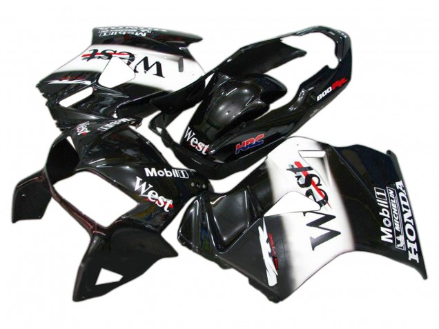 1998-2001 Honda VFR 800 Motorcycle Fairings - Glossy Black White West HRC Australia for Sale
