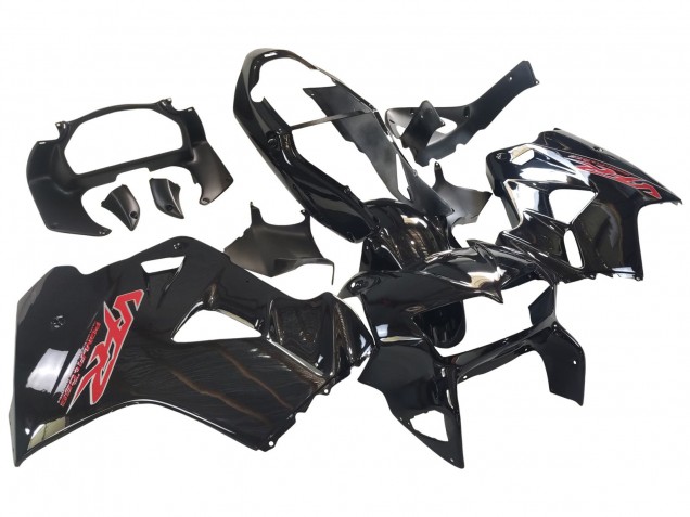 1998-2001 Honda VFR 800 Motorcycle Fairings - Glossy Black Red Decal Australia for Sale