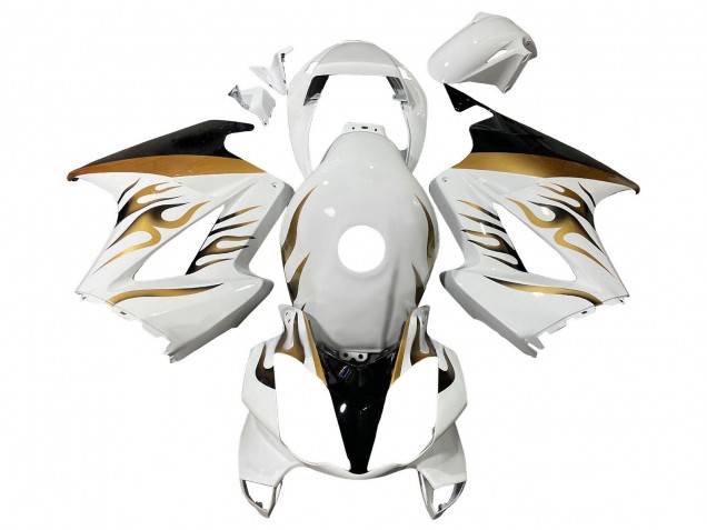 2002-2013 Honda VFR 800 Motorcycle Fairings - White Gold Flame Australia for Sale