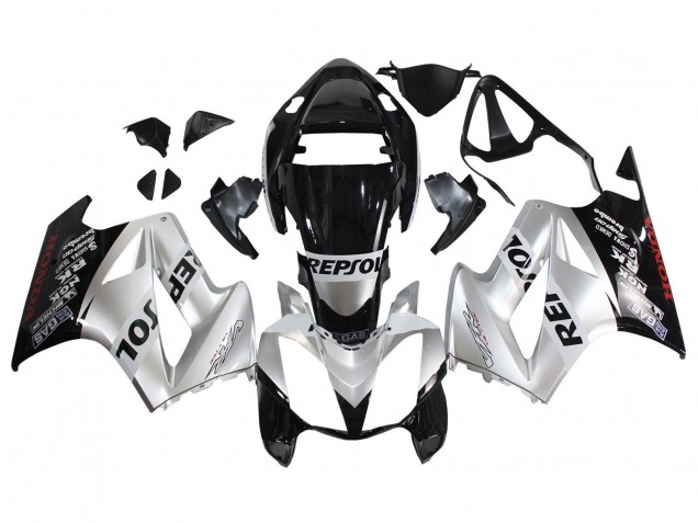 2002-2013 Honda VFR 800 Motorcycle Fairings - Silver Glossy Black Repsol Australia for Sale