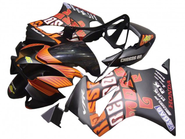 2002-2013 Honda VFR 800 Motorcycle Fairings - Matte Black Orange Rossi Repsol 46 Australia for Sale