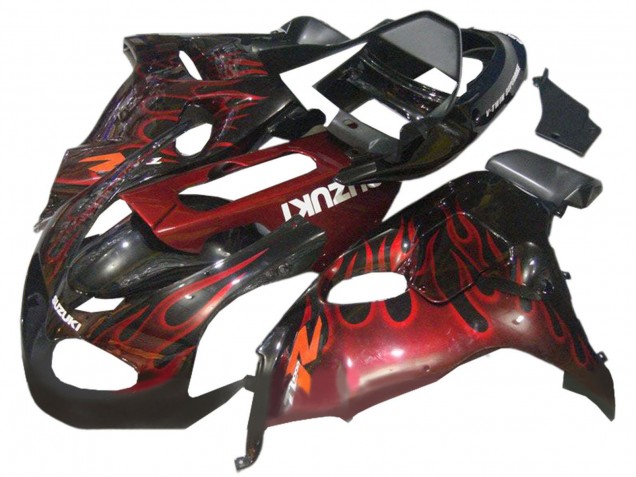 1998-2003 Suzuki TL1000R Motorcycle Fairings - Glossy Black Red Flame Australia for Sale