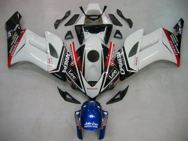 2004-2005 Honda CBR1000RR Motorcycle Fairings - White Blue Red Glossy Black Star Carrera Lee Australia for Sale